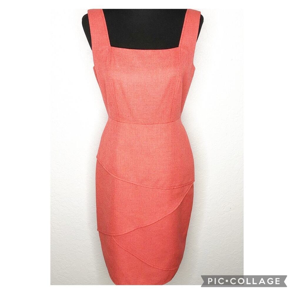 David Meister orange sleeveless sheath dress size 4